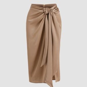 Elegant Tan Wrap Dress